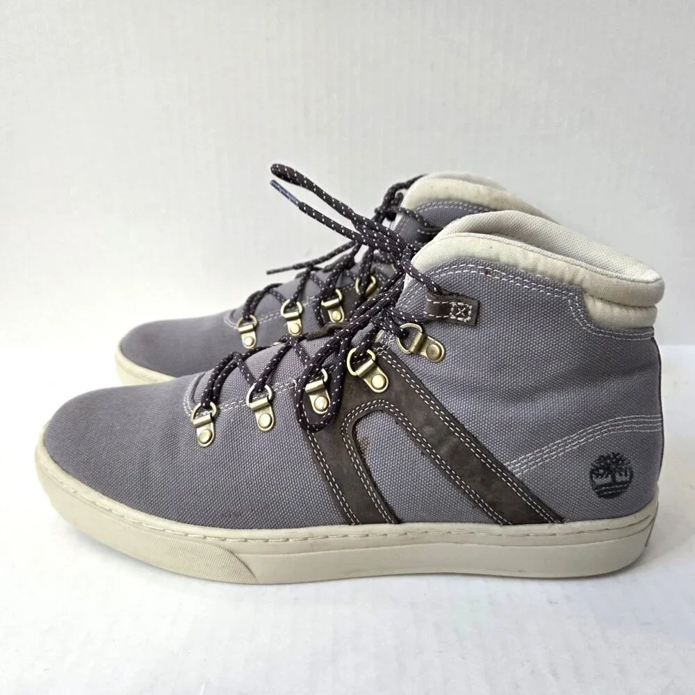 Timberland Boots Mens 10.5 Gray Dauset Hiker Canvas Chukka Ankle Casual Shoes